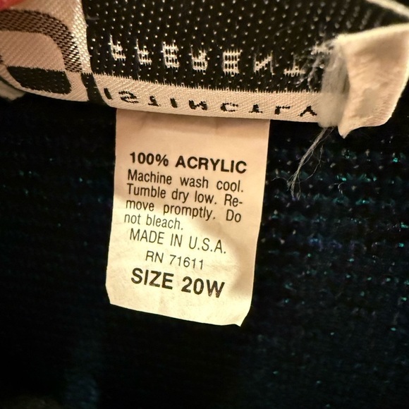 Vintage Distinctly Different Sweater Black Blue And Silver Metallic Size 20W - Picture 4 of 4